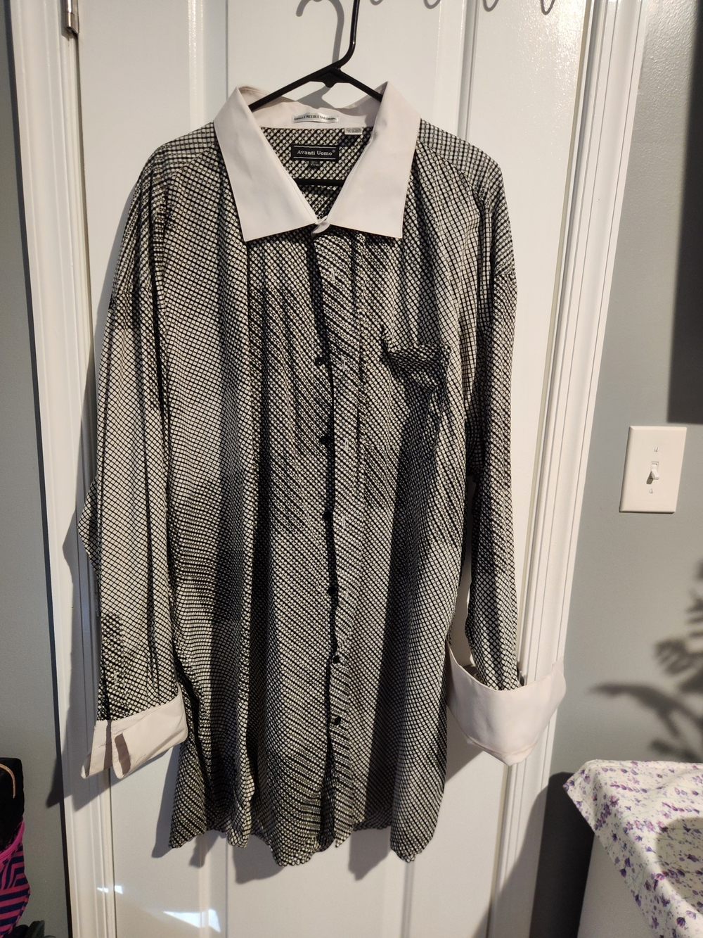 Avanti Black and White Geometric Dress Shirt
